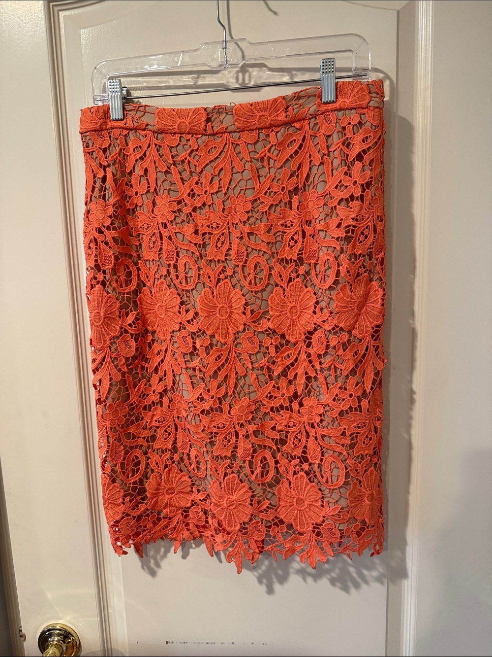 Alice + Olivia Orange Floral Crochet Lace Pencil Skirt